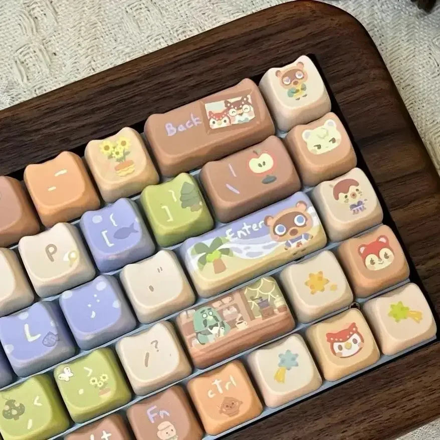 STORESDE 142 Keys Customized Gift Cute Cat keycaps New MAO Keycaps Square Thermal Sublimation Mechanical Keyboard 2.25 U 2.75U for Alice