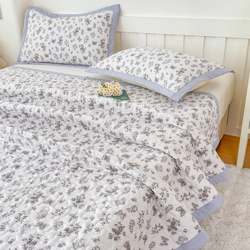 STORESDE 1pc Purple Flower Quilted Bedspreads for Bed Thick Patchwork Blanket Single/Queen/King Floral Style Quilted Duvet Soft Bedspread