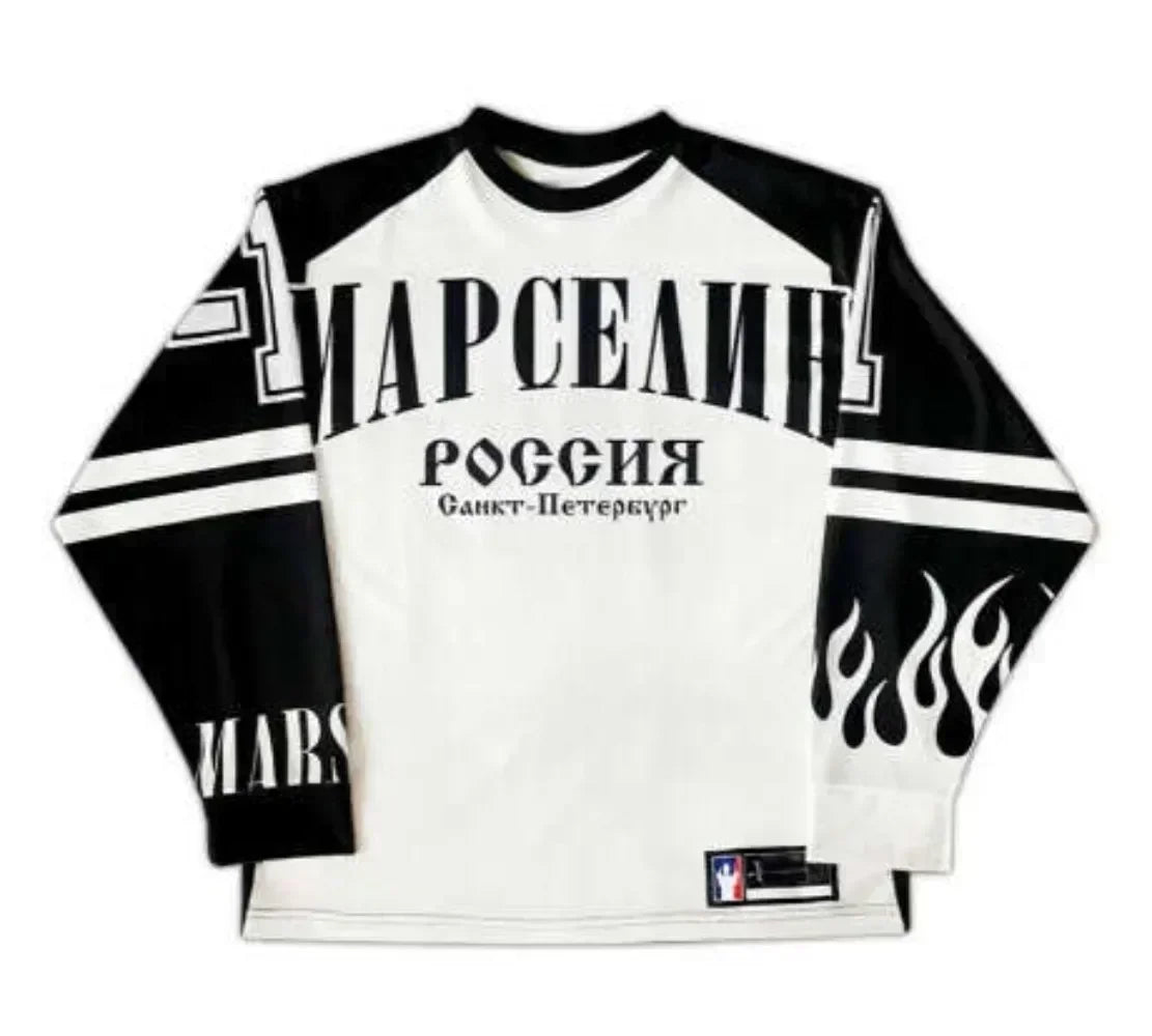 STORESDE Y2K American марселин Jersey Long Sleeved T Shirt Men Women Street Wear Casual Baseball Jacket Harajuku Retro Loose Sports Shirt