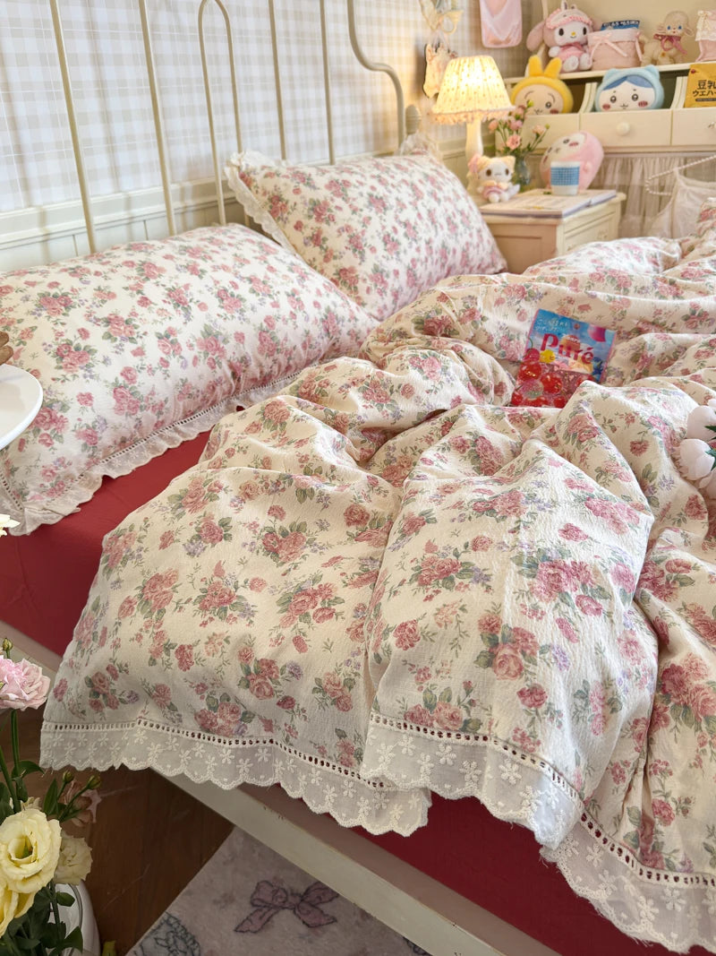 STORESDE Princess Style Floral Bed Sheets Set Duvet Cover Bedding Set постельное белье Set Room Decoration Birthday Gift Bedroom