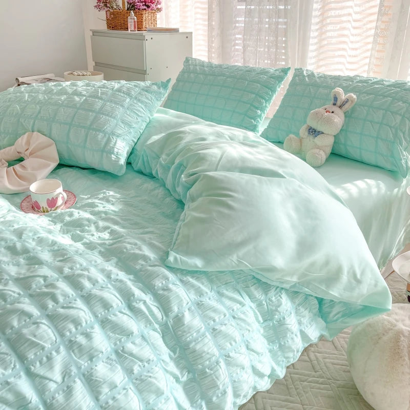 STORESDE The Simple Solid-color Puffon Quilt Cover Is Suitable for Bedroom and Apartment Bedding