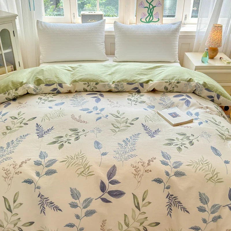 STORESDE Floral Printed Duvet Cover 1Piece- 100% Cotton Luxury Bedding, Pre-Washed for Softness, for Bedroom Decor - Zipper Closure