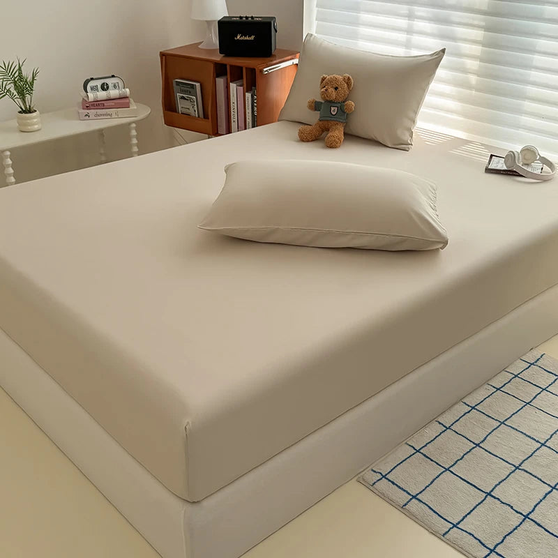 STORESDE Washed Fitted Sheet with Elastic Bands Non Slip Adjustable Mattress Cover for Single Double King Queen Bed 90x200 150x200 180