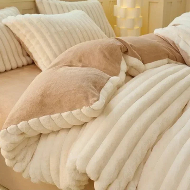STORESDE 150x200cm Solid Color Plush Duvet Cover AB Style Double-sided Velvet Quilt Cover Winter Keep Warm Thickening Bedding Article