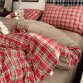 STORESDE Three-piece striped checkered down quilt set, including a down quilt cover and a pair of pillowcases (without filling), suitable