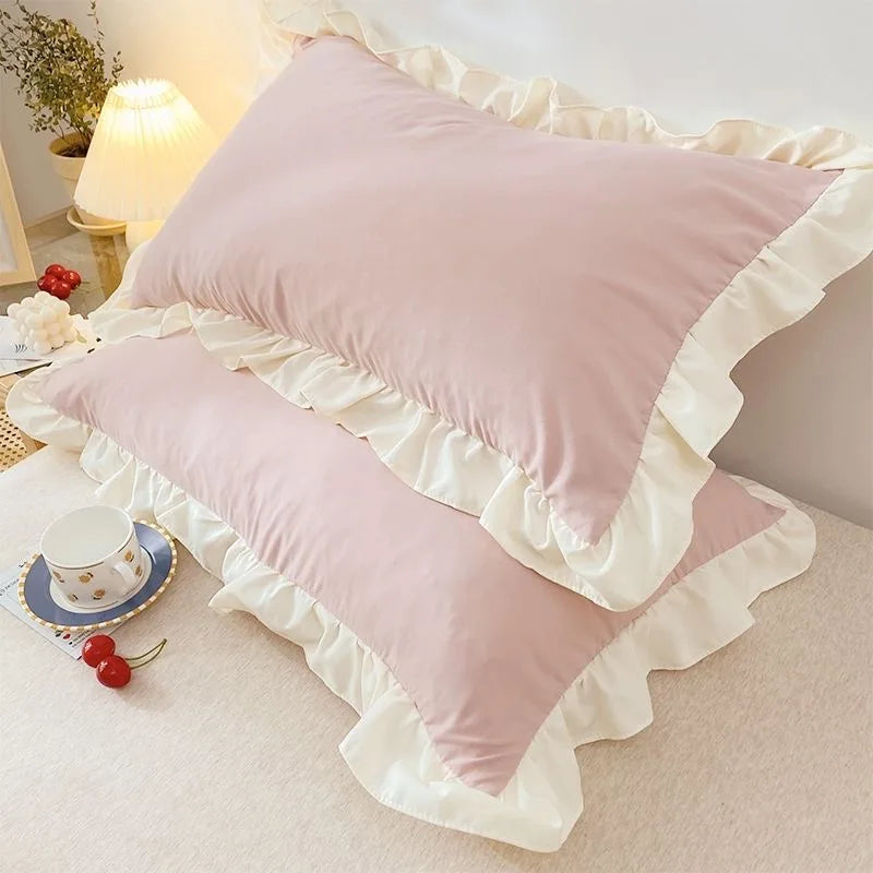 STORESDE Princess Pillowcases With Ruffles Multiple Sizes Pillow Cover Comfortable Pillow Case For Adults Kids