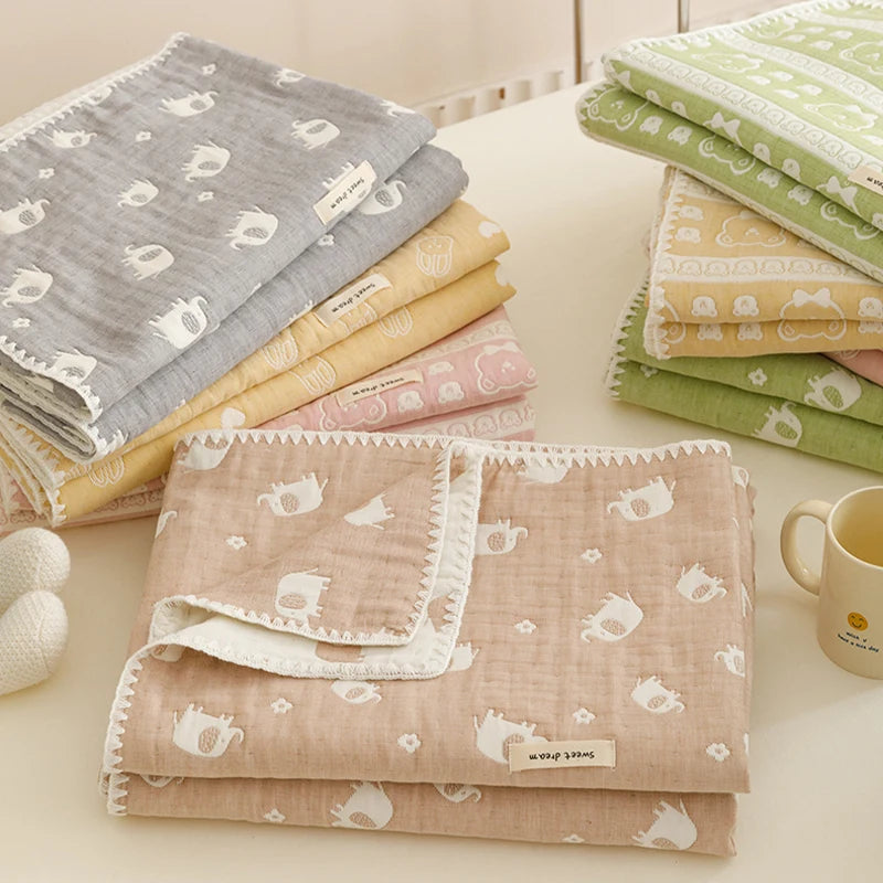 STORESDE Pure Cotton Three-layer Yarn Fabric Children Summer Blanket Spring Soft Skin Friendly Quilt Air Conditioner Comforter Adult Kid