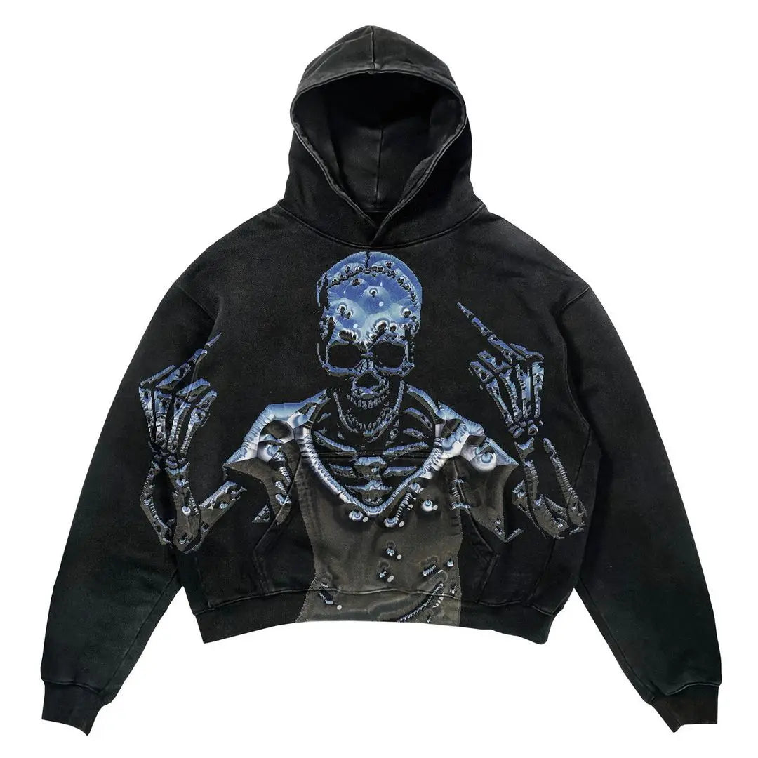 STORESDE Punk Wind Ninja Printed Long-sleeved Hoodies Couples Hip-hop Street Y2k Street Loose Fashion Oversized Hoodies Harajuku Goth Top