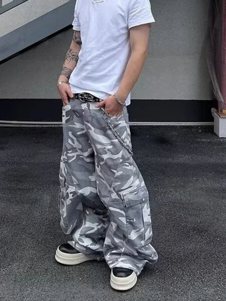 STORESDE 2026 Pantalones Y2K Streetwear Camouflage Baggy Cargo Jeans Pants For Men Clothing Wide Leg Oversize Long Trousers Moda Hombre