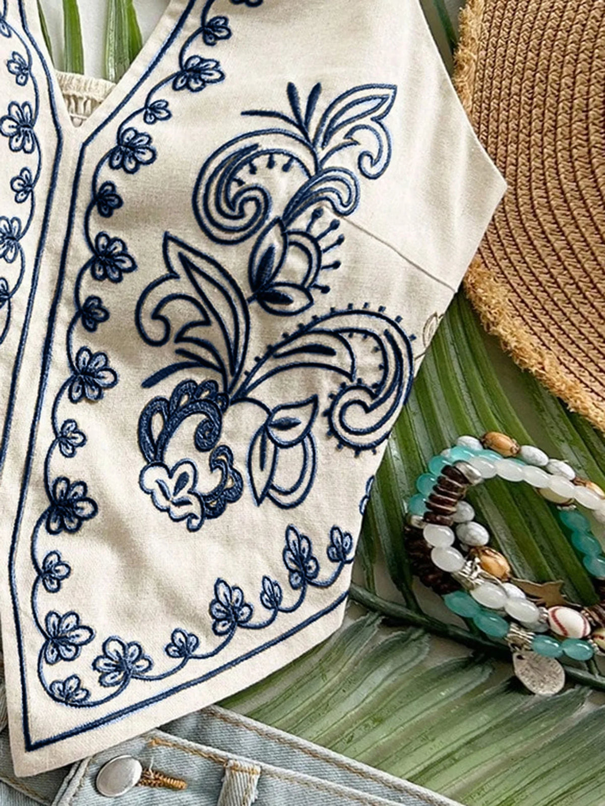 STORESDE Women Floral Embroidered Halter Top Boho Sleeveless Backless Tie Neck Crop Tank Summer Beach Vacation Camisole