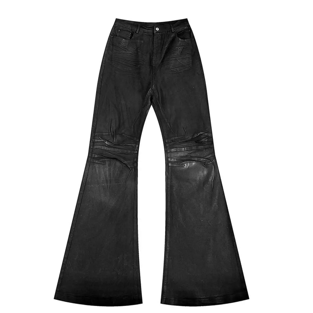 STORESDE American Retro Heavy Industry High Street Coated Micro-Flared Jeans For Men And Women Black Gothic Vintage Casual Loose Jeans