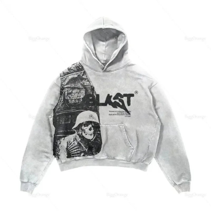 STORESDE Punk Wind Ninja Printed Long-sleeved Hoodies Couples Hip-hop Street Y2k Street Loose Fashion Oversized Hoodies Harajuku Goth Top