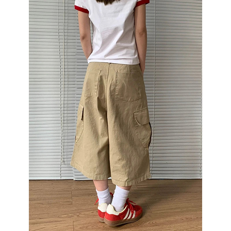 STORESDE ZHIZOU American Vintage Y2k 2000s Cargo Pants Women Harajuku Oversized Baggy Summer Shorts Trousers Streetwear khaki Jean Capris
