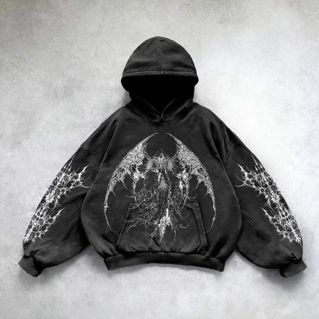 STORESDE Heavy Washed Man Hoodie Sweatshirt Y2k Gothic Clothes Retro Streetwear Pattern Women Pullover Casual Fashion for Men Harajuku