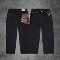 STORESDE Y2k Trendy Baggy Jeans Harajuku Retro Blossom Embroidery Men Pants Gothic High Street Streetwear Unisex Straight Denim Trousers