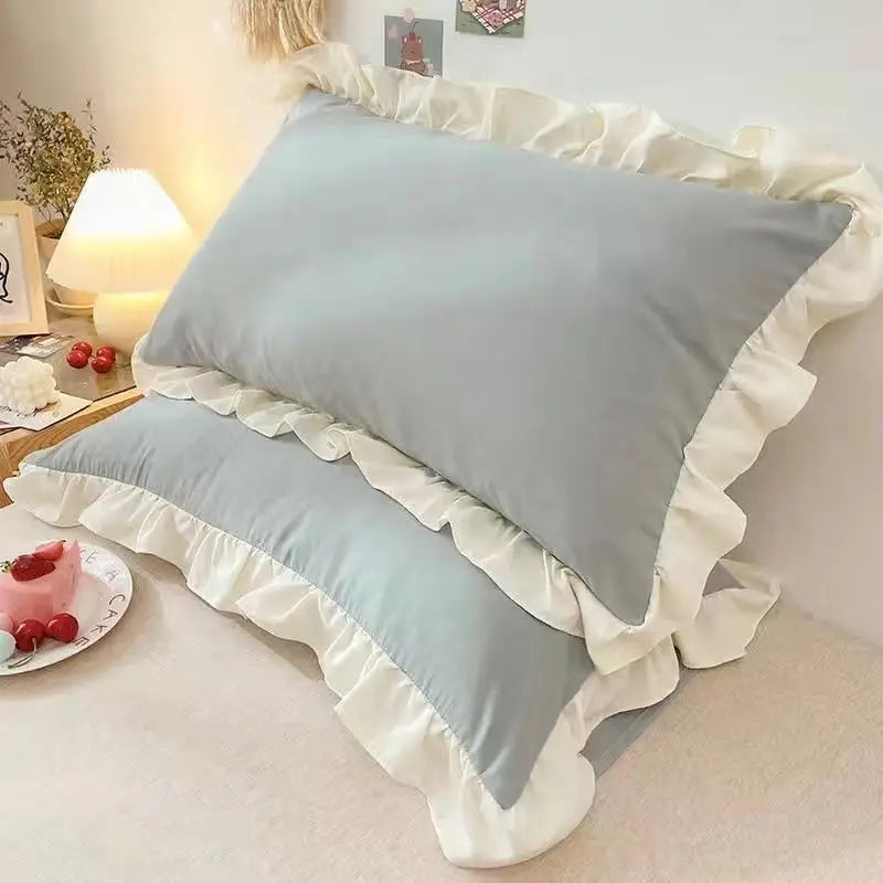 STORESDE Princess Pillowcases With Ruffles Multiple Sizes Pillow Cover Comfortable Pillow Case For Adults Kids