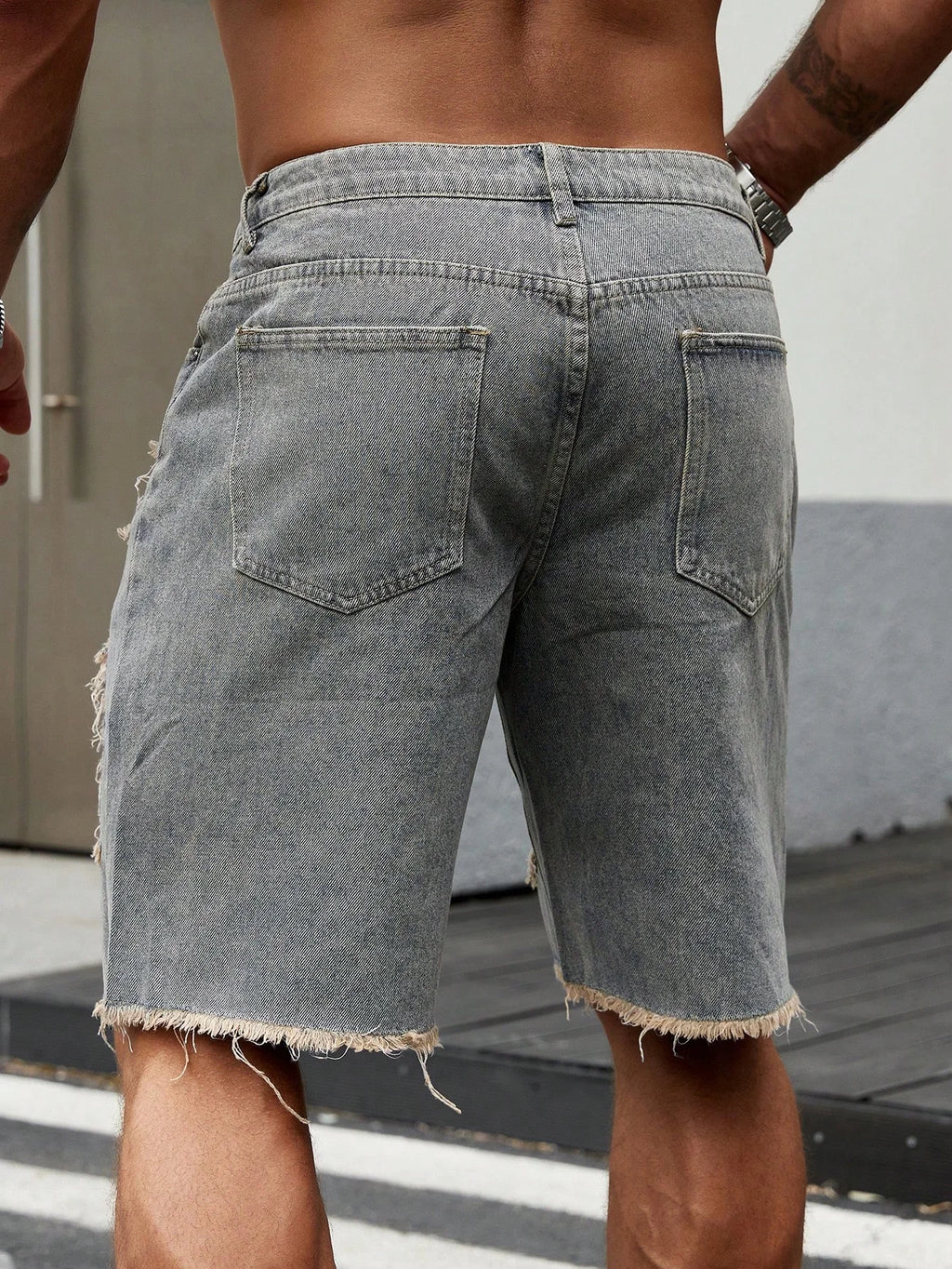 STORESDE Summer New Men's Fashion Stretch Denim Shorts Retro High Street Style Old Slim Fit Short Jeans Splicing Design Cotton Brand