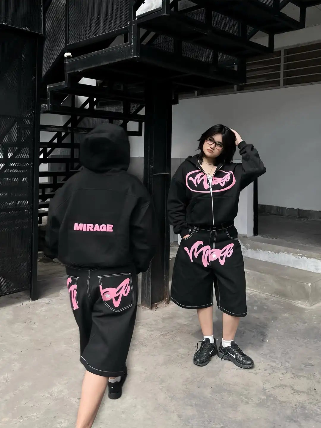 STORESDE Men's and Women's American Trend Street Personality Sports Set Loose Casual Style Cool Zip Up Sportswear Set New Clothing