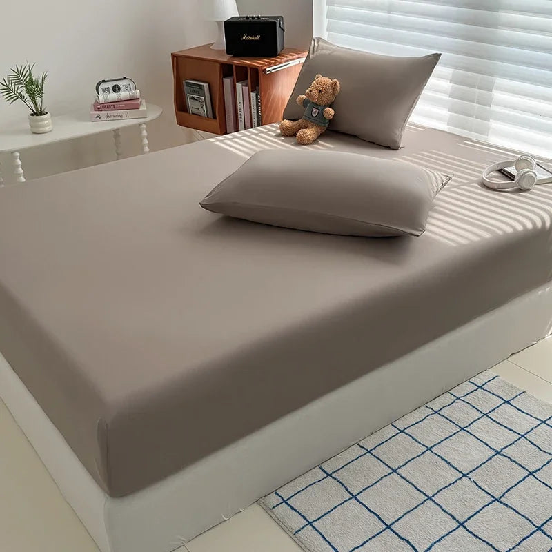 STORESDE Washed Fitted Sheet with Elastic Bands Non Slip Adjustable Mattress Cover for Single Double King Queen Bed 90x200 150x200 180