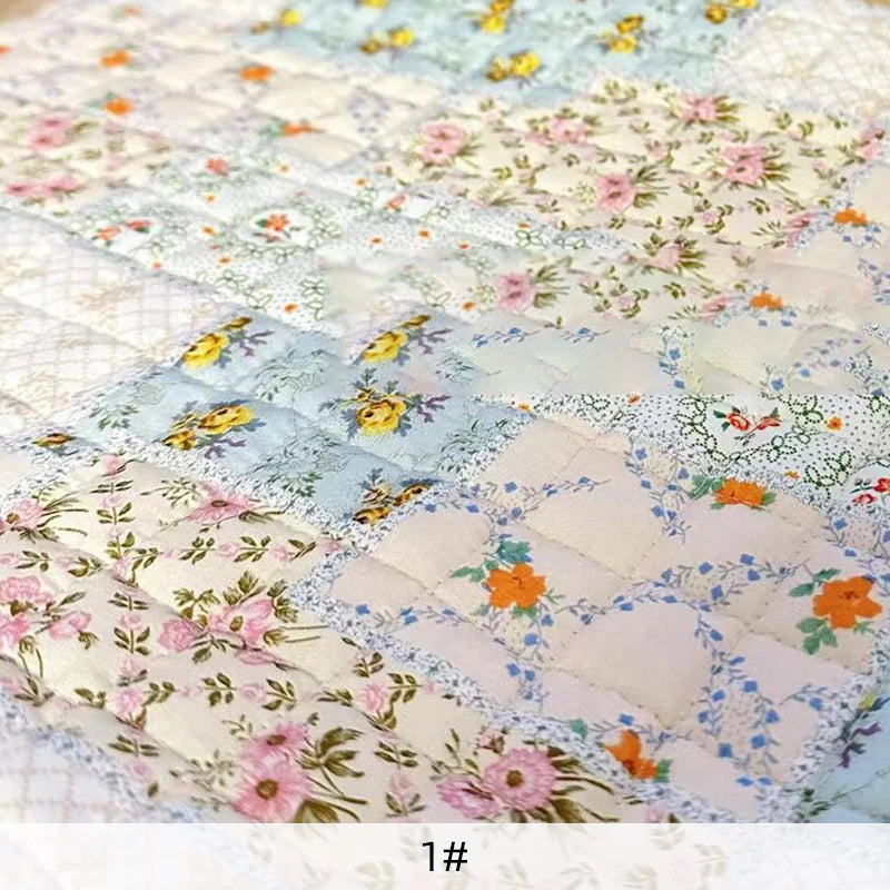 STORESDE 140x90cm Clip Cotton Quilted Fabric Fresh Floral Print for Warm Jacket Bag Cotton Coat Bedding Pillow Handmade DIY Sewing Fabric