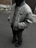 STORESDE Winter Vintage Distressed Style Wrinkle Design Baseball Jacket Cotton American Hip Hop Coat Warm Parka