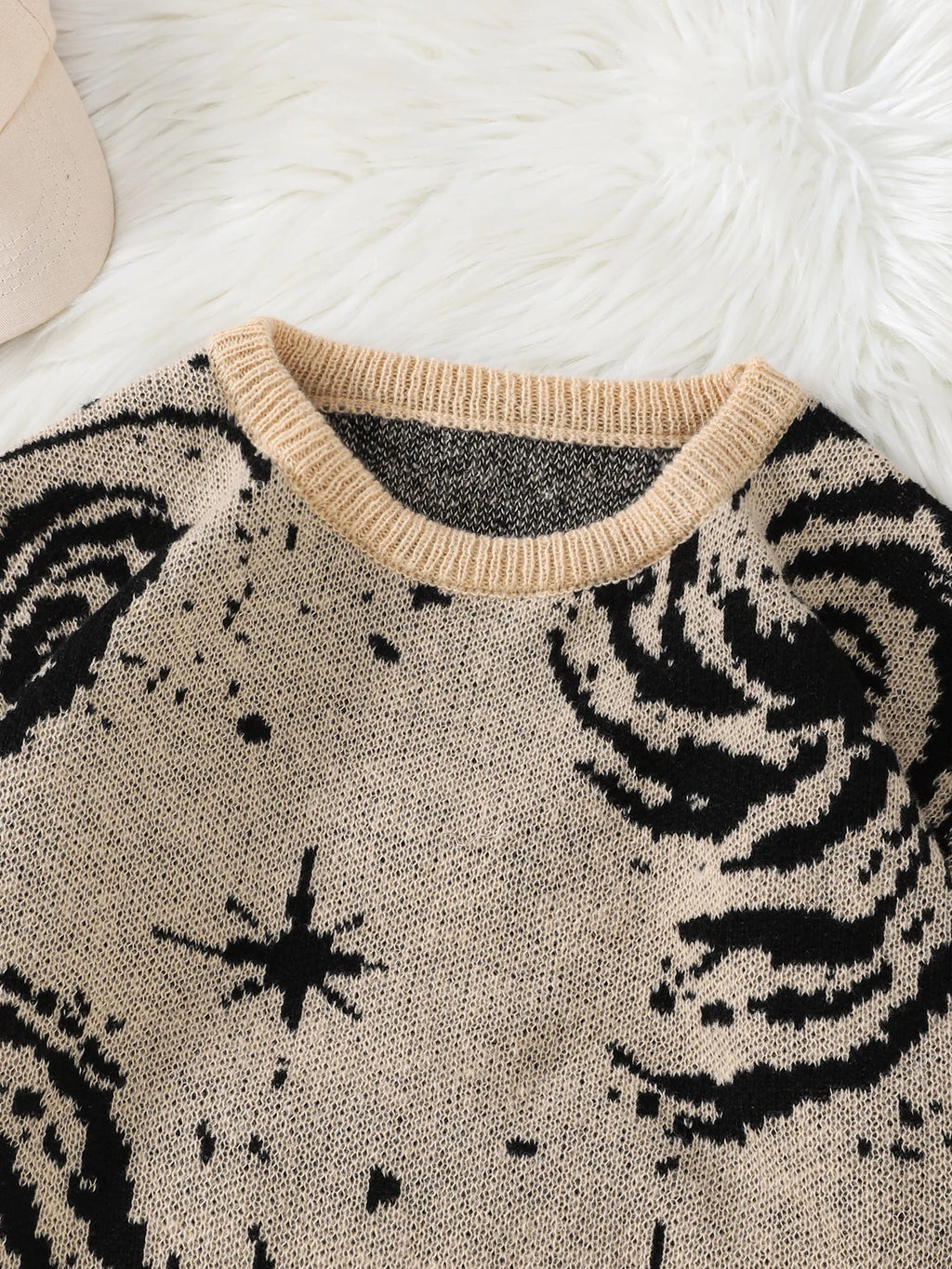 STORESDE New Trendy Street Style Ripped Abstract Starry Sky Pattern Pullover Ripped Sweater Casual Crew Neck Knitted Men's Pullover