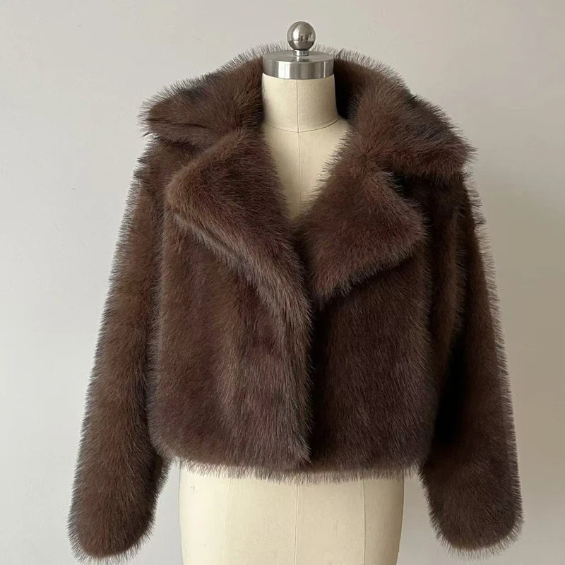 STORESDE 2026 Luxury Brand Autumn Winter Fur Coat Women Short Lazy Wind Fox Fur Jacket Cropped Fluffy Casaco De Pele Feminino