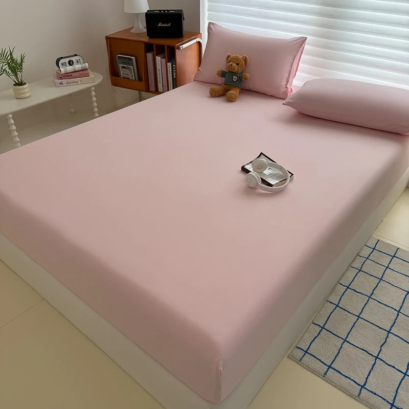 STORESDE Washed Fitted Sheet with Elastic Bands Non Slip Adjustable Mattress Cover for Single Double King Queen Bed 90x200 150x200 180