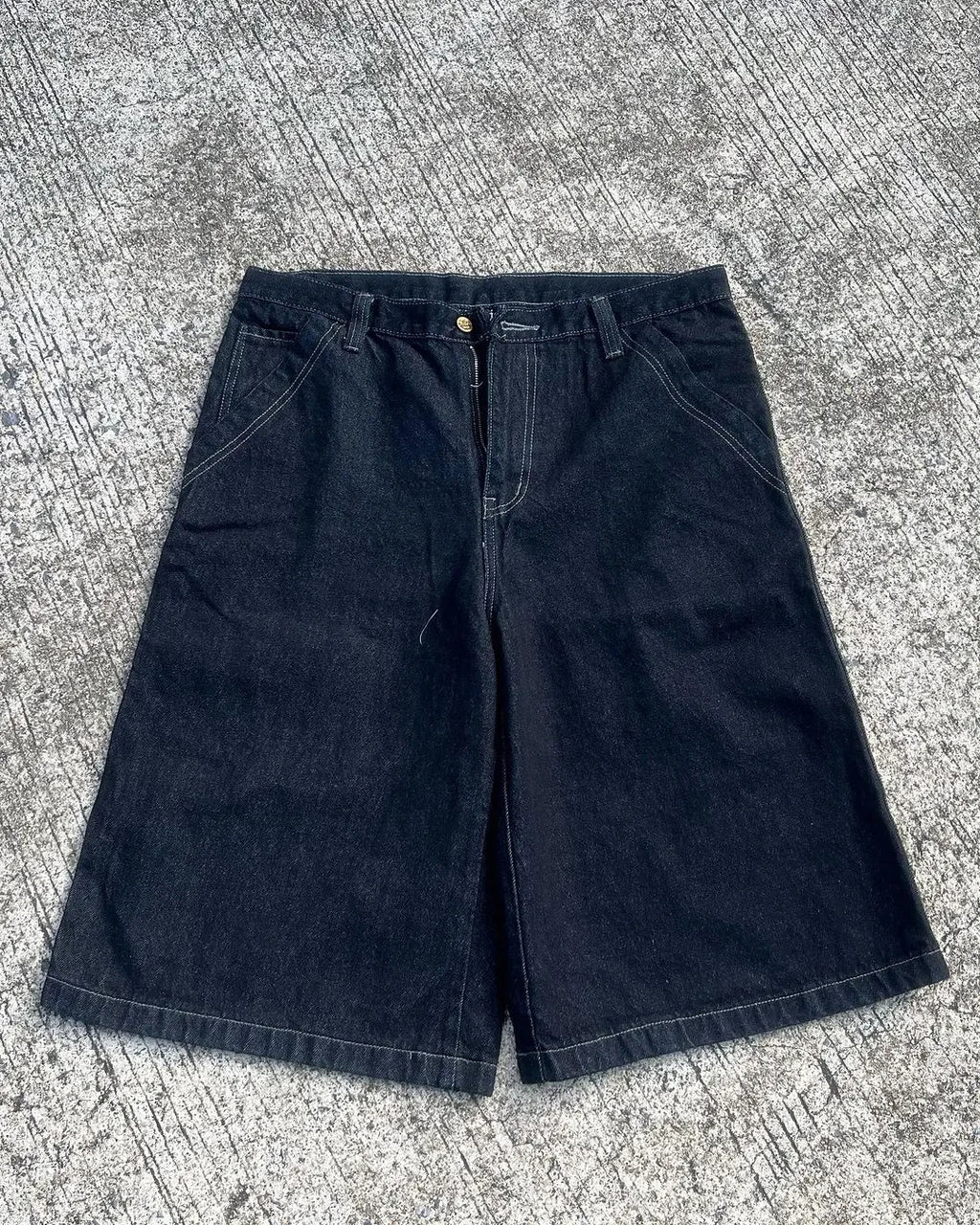 STORESDE Streetwear American Vintage Heavy Industry Washed Holes and Burrs Denim Shorts Y2 Gothic Old Multi-pocket Casual Joker Pants