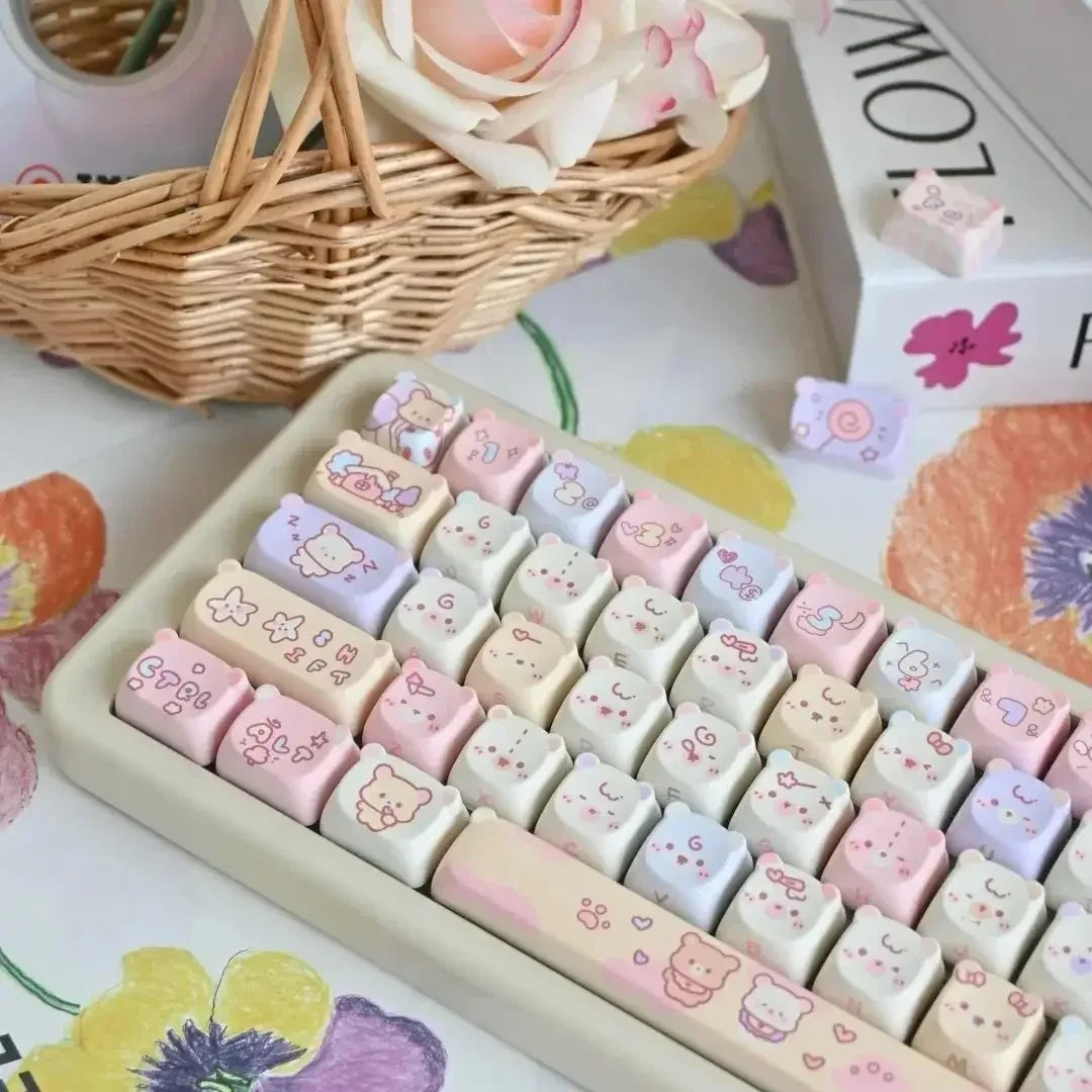 STORESDE Cat Keycaps Cute Keycap Set of Keys PBT Key Cap Gift EAO Sublimation Mechanical Keyboard Cap 2.25 U 2.75U for Alice