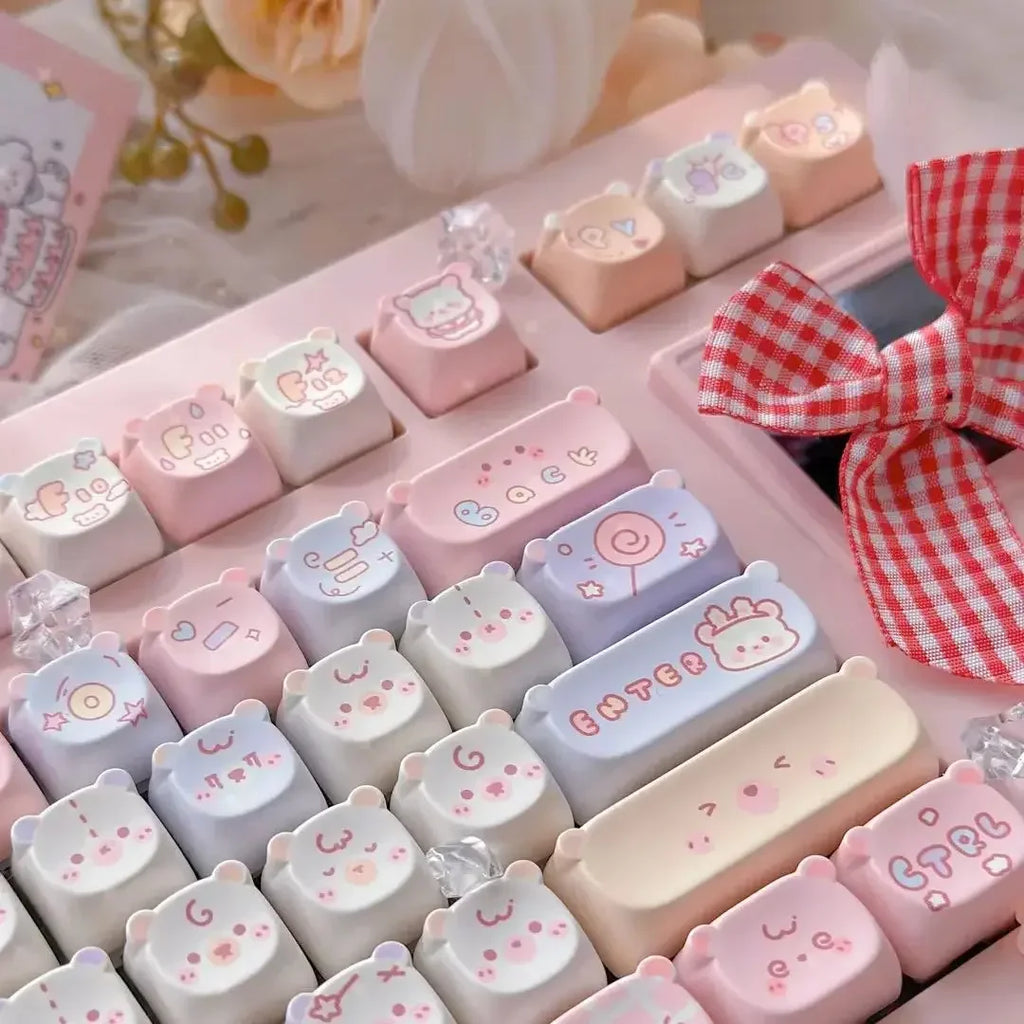 STORESDE Cat Keycaps Cute Keycap Set of Keys PBT Key Cap Gift EAO Sublimation Mechanical Keyboard Cap 2.25 U 2.75U for Alice