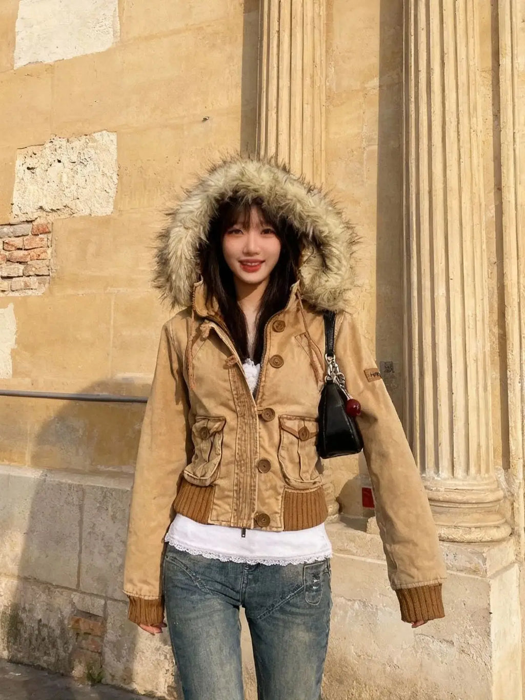 STORESDE Autumn and winter fashion jacket millennium style brown 2025Y2K retro new style waist slimming short coat small versatile top