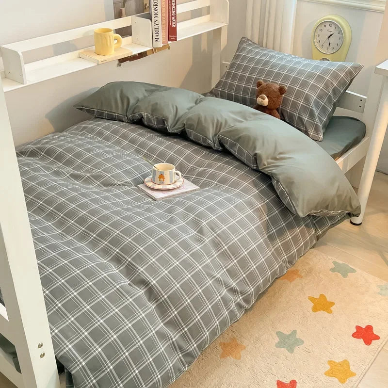 STORESDE Home Quality Bedding Set Soft Cotton Duvet Cover Pillowcase Flat Sheet 3pcs Set Home Textiles Bedding Adjustable 0.9-1.2m Bed 이불