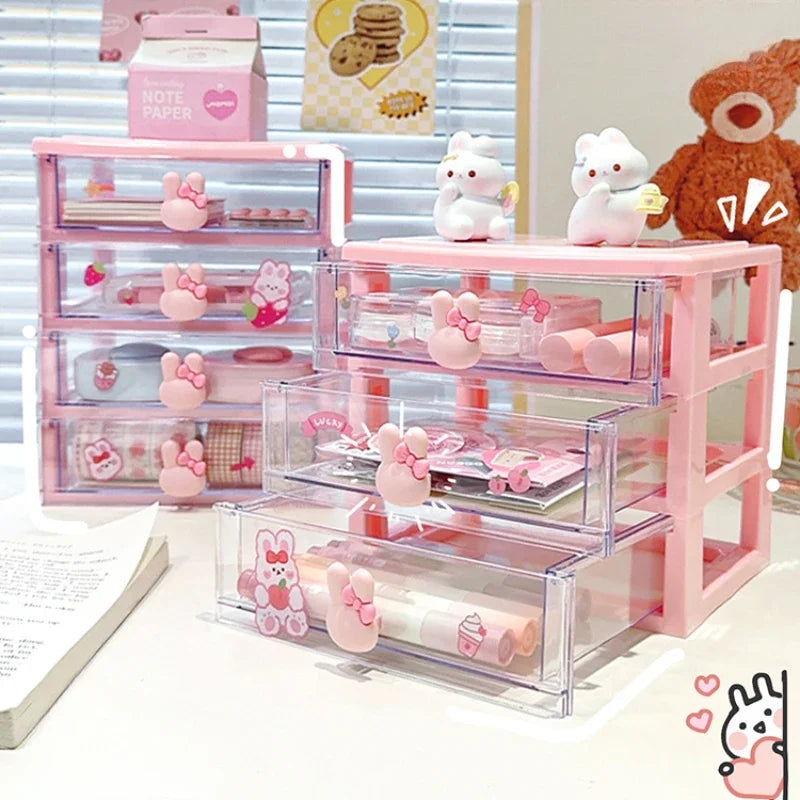 STORESDE Desktop Storage Box Organizer Student Drawer Box Pen Holder Cute Office Childrens Hair Accessories Stationery Rack Organizer Box