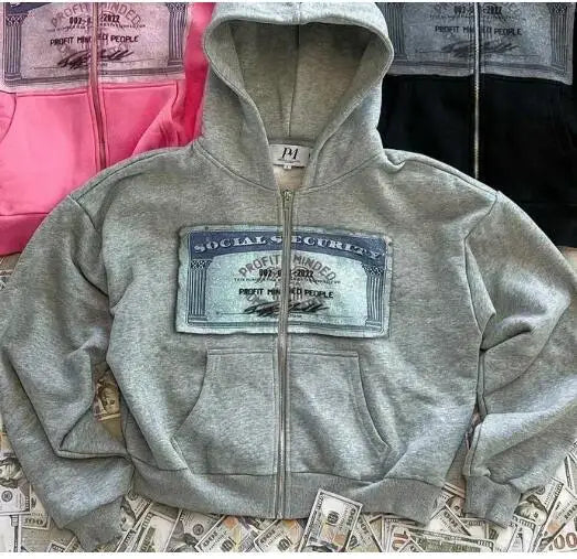 STORESDE Zipper Hoodie Women Street Y2K New Punk American Hip Hop Joker Pattern 2025 Fleece Padded Sweatshirt Unisex Casual Hoodie