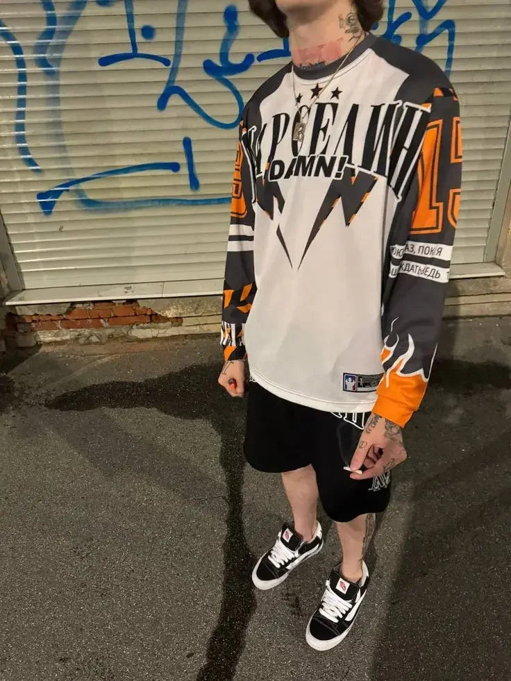STORESDE Y2K American марселин Jersey Long Sleeved T Shirt Men Women Street Wear Casual Baseball Jacket Harajuku Retro Loose Sports Shirt