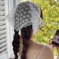 STORESDE Retro Sweet Flower Triangle Hair Scarf Women Girls Square Scarf Headband Korean French Pastoral Headdress Summer Lace Headwear