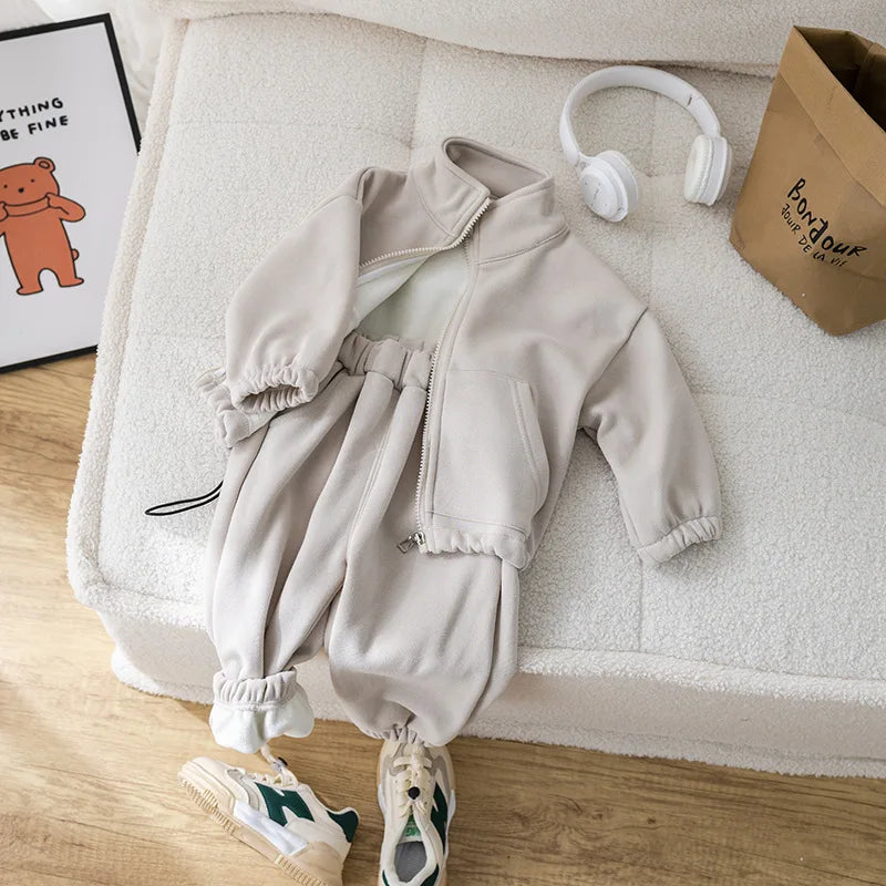 STORESDE IYEAL Children's Baby Clothing Sets Winter Fleece Casual 2 PCS Kids Sets Sport Suit for Baby Girls Boys Clothes Coat+Pants 1-6 Y