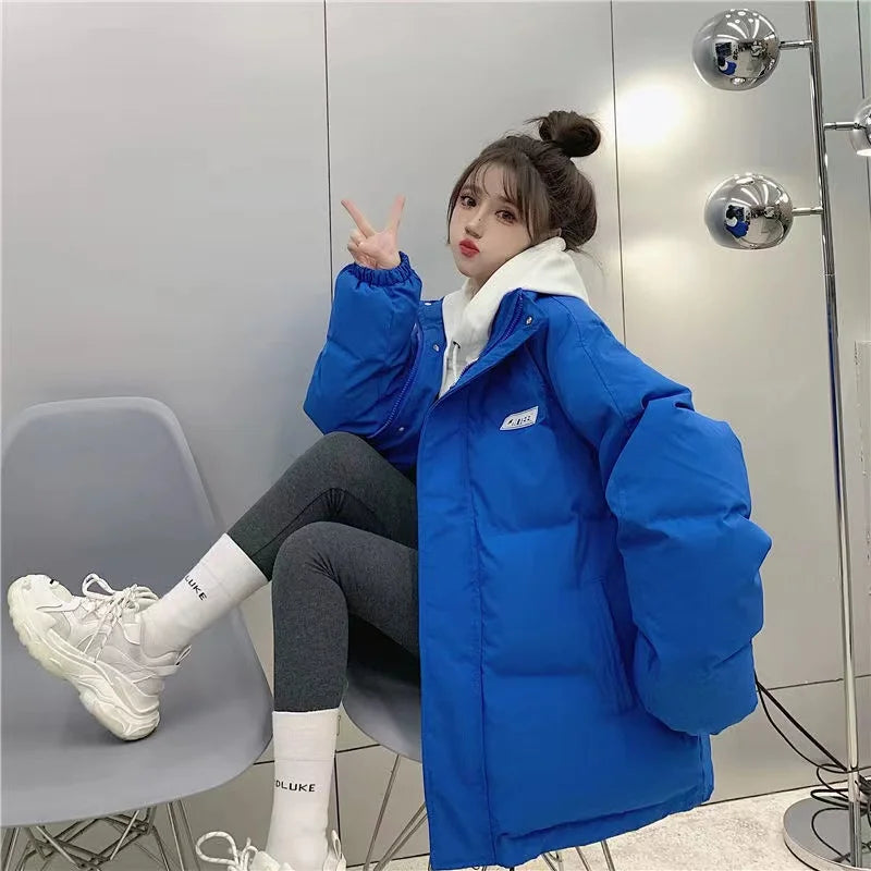 STORESDE Korean Casual Women Cashmere Padded Double-Sided Lamb Wool Cotton-Padded Jacket Y2K New Zipper Hooded Cotton-Padded Jackets Coat