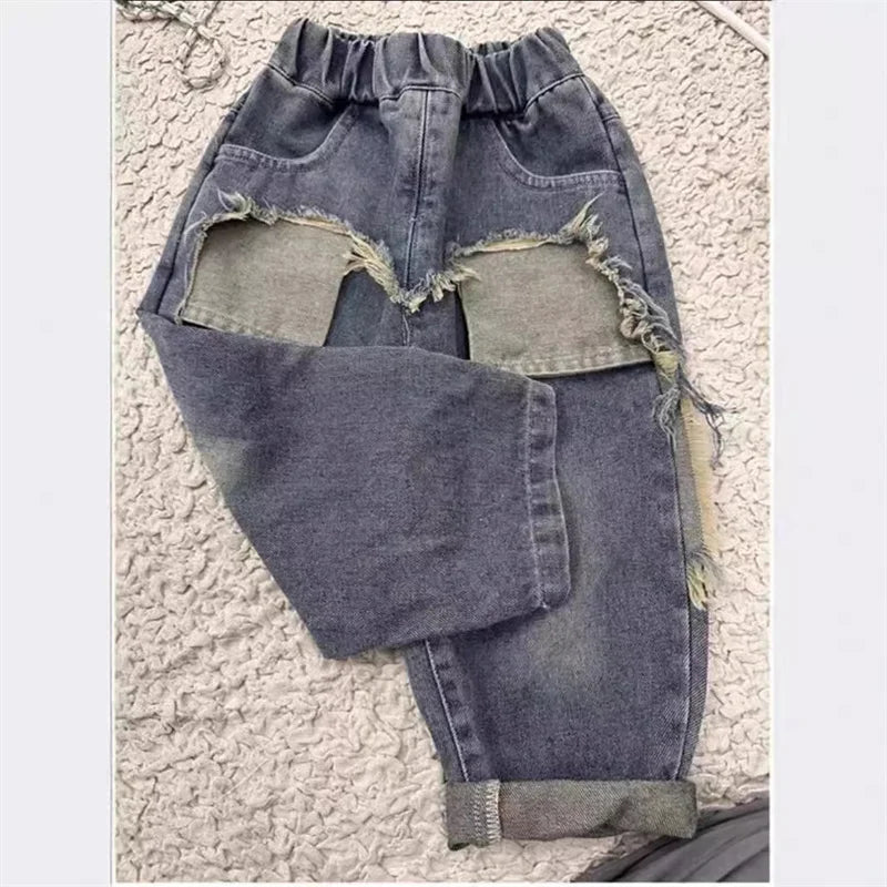 STORESDE Boys Jeans Children Spring Denim Autumn New Fashion Straight Pants 2025 Kids Loose Casual Elastic Trousers 2-8 Years Old