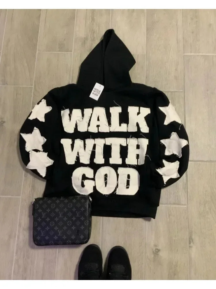 STORESDE American Fashion Embroidery Personality Flash Diamond Oversize Zipper Hoodie Men Y2K New Harajuku Gothic Casual Joker Sweatshirt