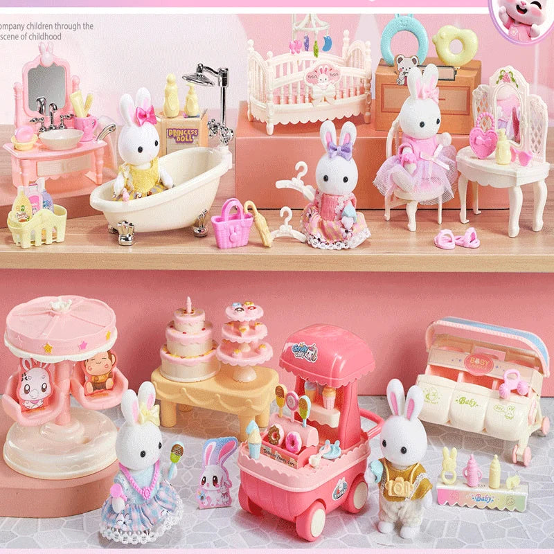 STORESDE Little Rabbit Bedroom kitchen outdoor gamesLovely Scene Play Toys Simulation Modelling Children Birthday Easter Gift