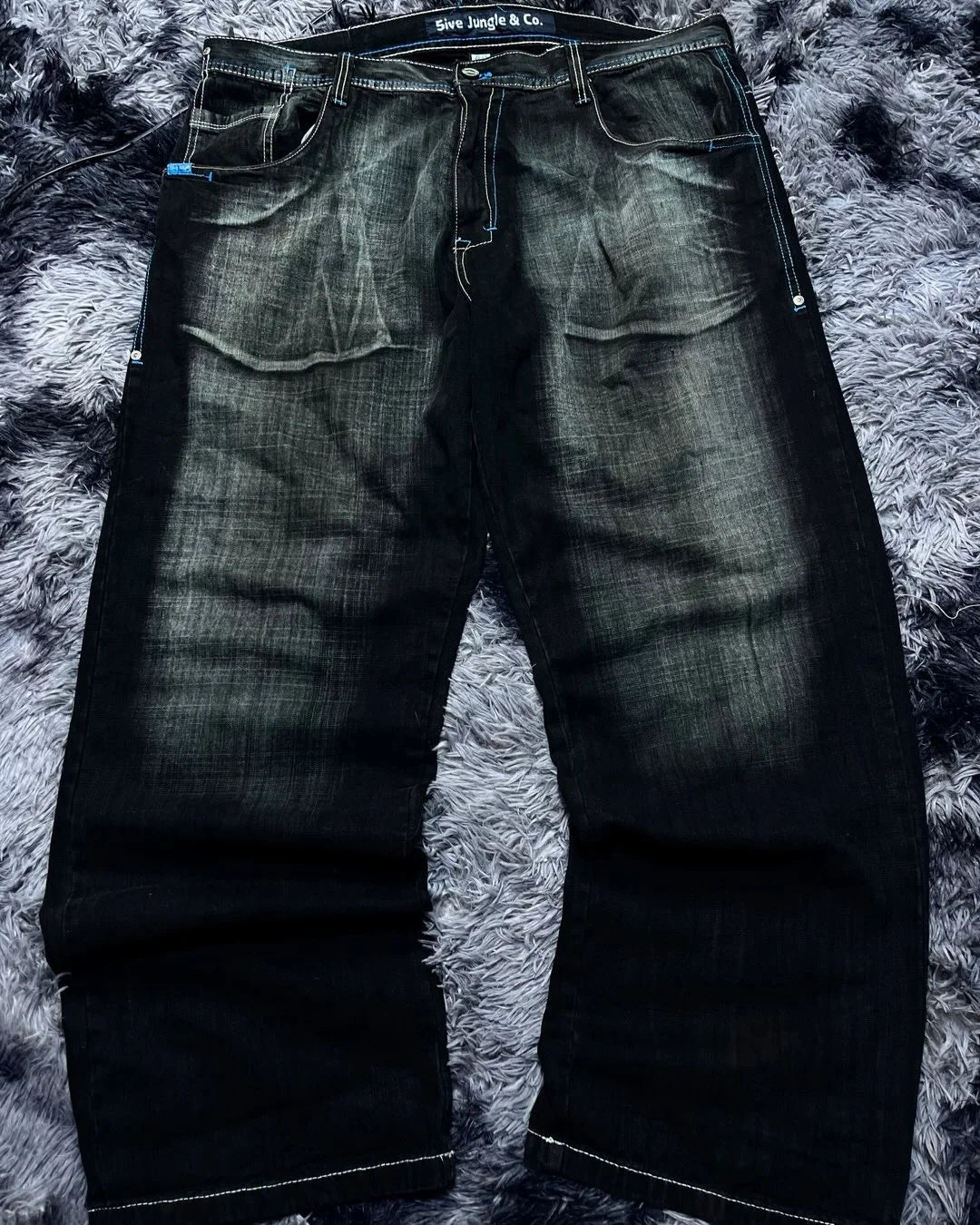 STORESDE Y2K American Southpole Hip-hop Oversized Jeans Mens Retro Skateboard Boy Wide-leg Pants Gothic Graffiti Couple Wide Pants