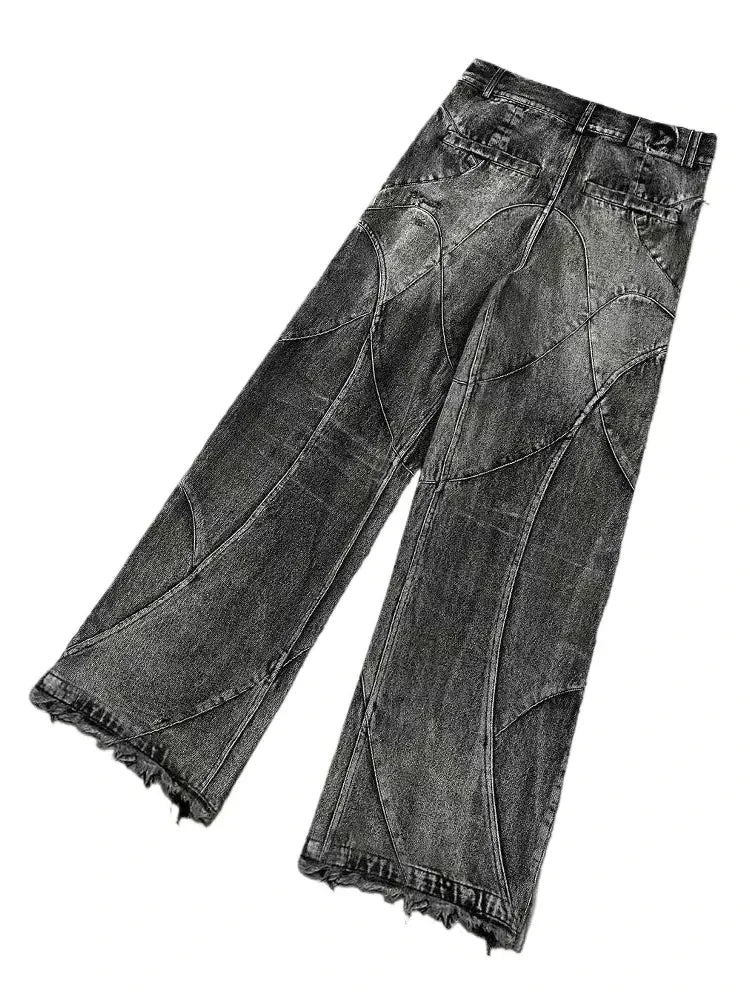STORESDE Vintage Y2k Streetwear Punk Hip Hop Jeans Women Pants Grunge Baggy Ripped Denim Trousers Gothic Distressed Wide Leg Jeans Goth