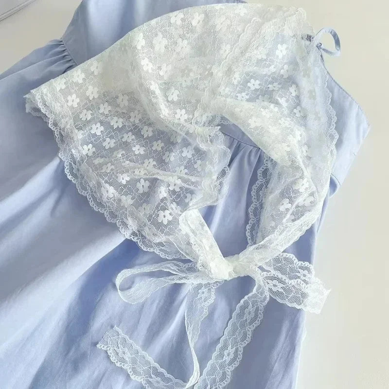 STORESDE Retro Sweet Flower Triangle Hair Scarf Women Girls Square Scarf Headband Korean French Pastoral Headdress Summer Lace Headwear