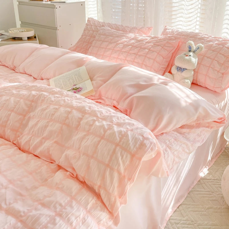 STORESDE The Simple Solid-color Puffon Quilt Cover Is Suitable for Bedroom and Apartment Bedding