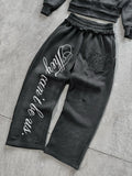 STORESDE Y2K Harajuku Punk Gothic Loose Hooded Sweatshirt American Embroidered Patch Casual Double Hooded High Street Retro Sports Sui
