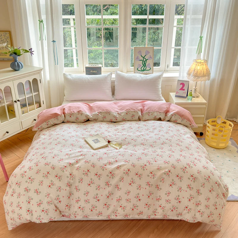 STORESDE Floral Printed Duvet Cover 1Piece- 100% Cotton Luxury Bedding, Pre-Washed for Softness, for Bedroom Decor - Zipper Closure