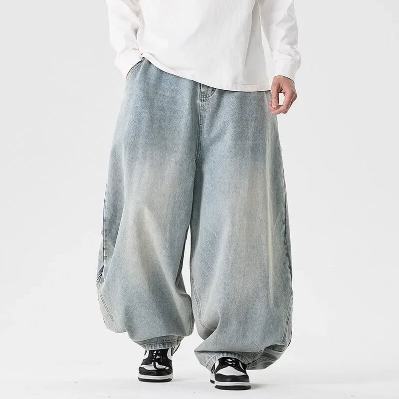 STORESDE 2025 Spring Men Streetwear Denim Pants Men Harajuku Washed Baggy Jeans Men Y2K Fashion Punk Casual High Waist Wide Leg Pants