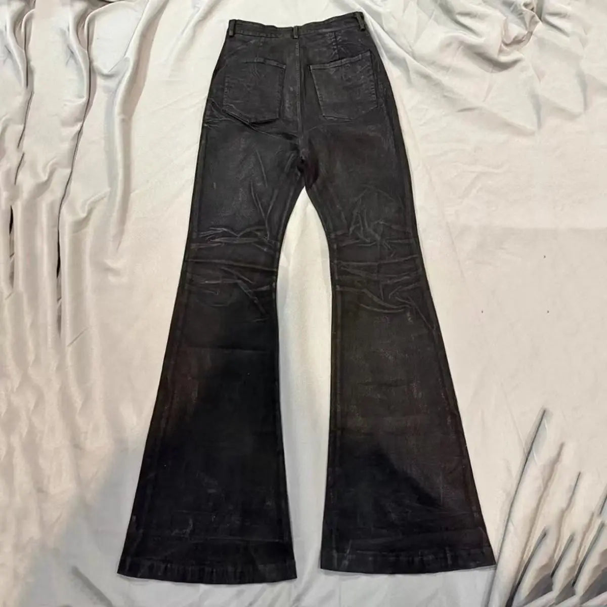 STORESDE American Retro Heavy Industry High Street Coated Micro-Flared Jeans For Men And Women Black Gothic Vintage Casual Loose Jeans